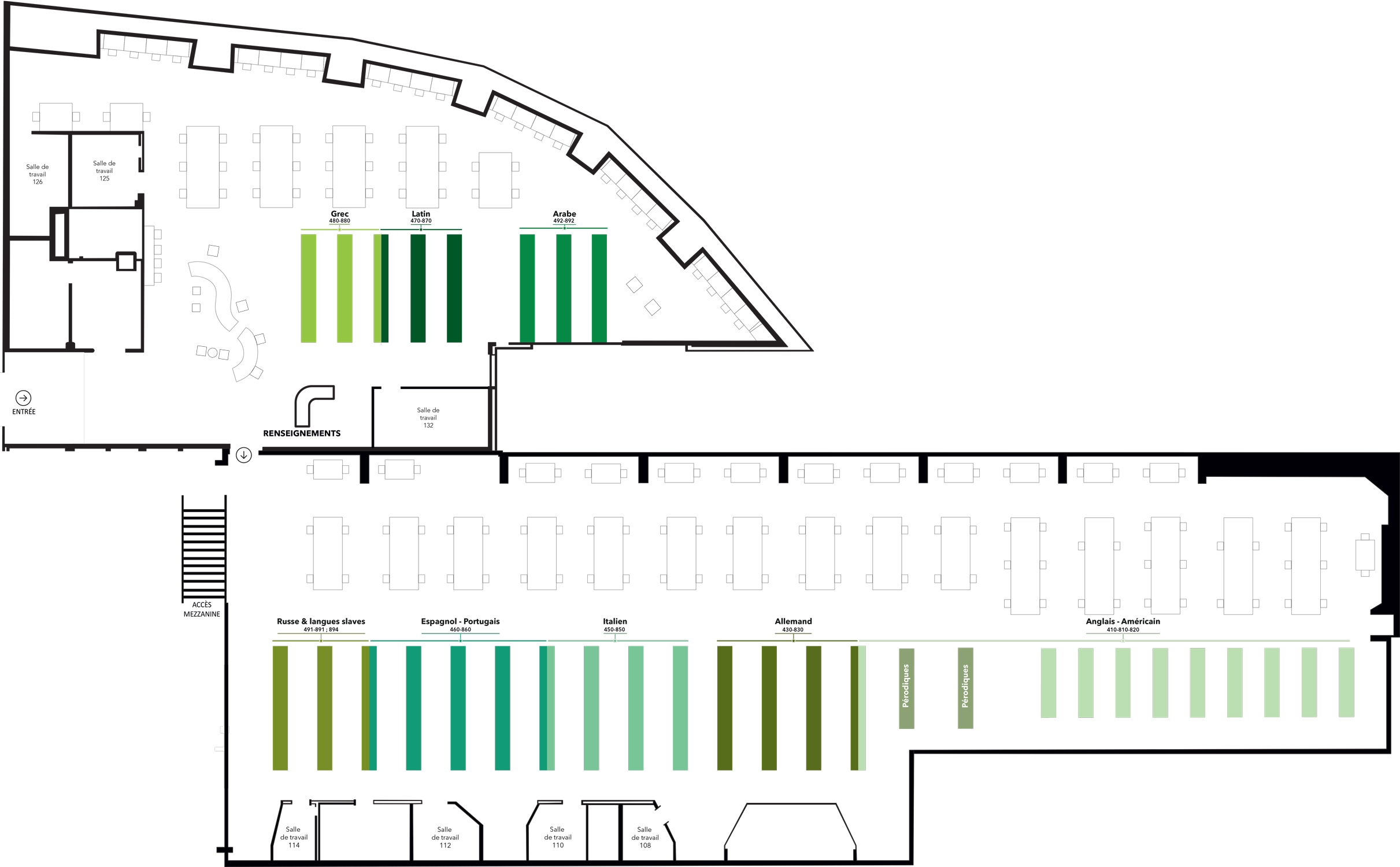 Plan Salle Littératures classiques et étrangères